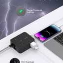 Power Strip Surge Protector, HANYCONY 8 Outlets with 4 USB Charging Ports(2 USB C), 3 Side Outlet Extender with 5 Ft Extension Cord, Flat Plug, Wall Mount, Desk Charging Station for Home Office ETL