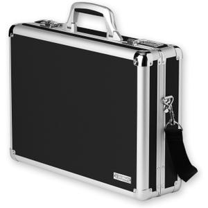 Vaultz Locking Briefcase - 18 x 14.25 x 5 Inch Combination Lock Hard Laptop Case w/Strap - Briefcases for Men and Women - Black