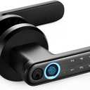 Fingerprint Door Lock, Matte Black Dock Knob with Keypads, Passcode, 0.2s Biometric Fingerprint, and Keys, Keyless Entry Door Lock with Handle for Home Hotel, Office, Apartment, Bedroom (NO APP)