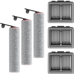 Replacement Vacuum Filters Roller Brushes Compatible with Dreame H12 Pro Wet Dry Vacuum Cleaner, Efficient Replacement Filters for Clean Floors (H12Pro3 Brush 3 Filters)