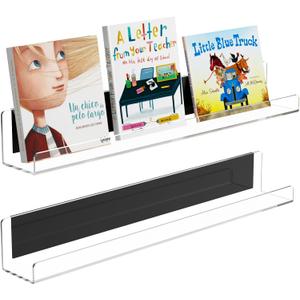 Carmanon Magnetic Book Shelf for Whiteboard, Reusable Acrylic Book Display Shelf with Strong Adsorption Capacity, Magnetic Book Holder for Classroom Refrigerator Office Teacher Kids, Clear