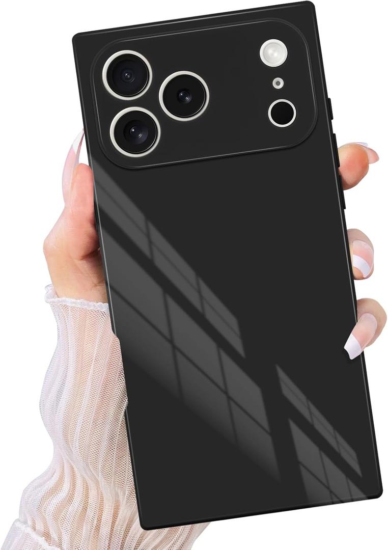 Compatible with iPhone 17 Pro Case Rectangle, Support Magnetic Wireless Charging, Full Camera Protection, Slim Shockproof Soft TPU for Women Men, Phone Case for iPhone 17 Pro Black