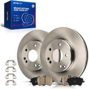 KAX Front Brake Kit for Mercedes-Benz C230 2003-2005, C240 2001-2005, CLK350 2008-2009, 11.34inch Brake Rotors Pads Kit, #34216+D872 Front Brakes