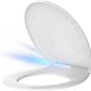 AQUATIZ Elongated Toilet seat with Buit-in Night Light,Oval Toilet Seat with Soft Slow Close,Oblong Toilet Seat Plastic Replacement