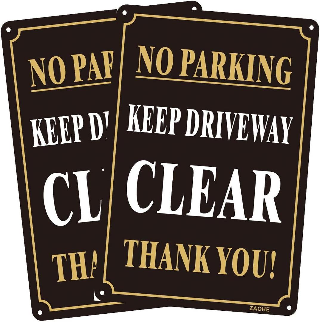 2-pack Black No Parking Sign, Aluminum, 25 X 35 cm, Minimalist Style