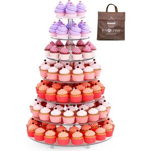 Large 7 Tier Acrylic Round Cake Stand Cupcake Stand with Base for Wedding