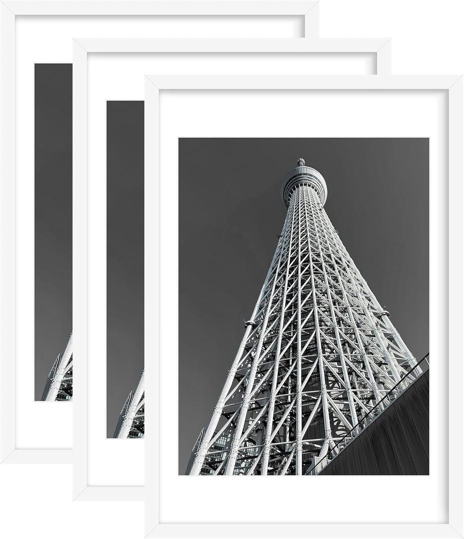 Abtgt 20x30 Frame Set of 3, Display Pictures 18x24 with Mat or 20x30 without Mat, Poster Frame for Vertical & Horizontal Wall Hanging Display, White