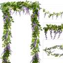 DearHouse 4Pcs 6.6Ft/Piece Artificial Flowers Silk Wisteria Garland Artificial Wisteria Vine Rattan Silk Hanging Flower for Home Garden Outdoor Ceremony Wedding Arch Floral Decor(Light Purple)