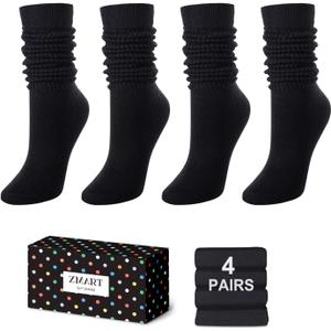 Zmart Slouchy Socks for Women - Slouch Scrunch Socks, 4-5 Pairs Knee Length (Medium)
