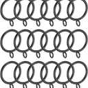 PATIKIL 1.3 Inch Inner Dia Curtain Rod Rings with Eyelets, 18 Pcs Metal Drapery Ring for Curtain Rods Hoop Pins, Black