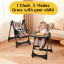 6-in-1 Convertible High Chair with Rocker | Baby High Chair for Newborn to Toddler (0-3 Years) | Adjustable, Foldable & Easy-Clean with Dishwasher Safe Tray & Tool-Free Assembly,Gray