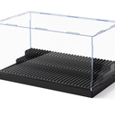 Minifigure Display Case for Action Figures Blocks, Clear Dustproof Acrylic Display Box Storage with 3 Movable Steps Gifts for Children, Black