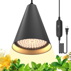 Bstrip Hanging Grow Lights, Full Spectrum Hanging Plant Lights for Indoor Plants, 25W Black Grow Light Bulbs with 16.4FT Power Cord, 3000K Grow Light for Indoor Plant with Timer for Garden, Flowers