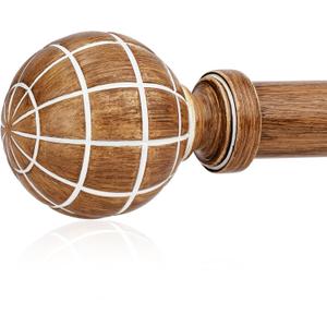 Wood Curtain Rods for Windows 4884 Inches, 1" Heavy Duty Adjustable Farmhouse Drapery Pole with Rustic Wood Grain Decorative Finials (30-881 pack, Walnut)