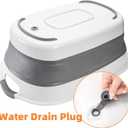 Coloch Collapsible Pet Bathtub with Water Drain Plug, Plastic Dog Bath Tub with Handle Portable Puppy Bathing Tub Space Saving Laundry Basket for Puppy, Small Dog, Cat, BPA Free, Grey