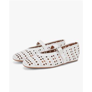 Hollow Ballet Flats Shoes for Women Breathable Hole Round Toe Ballerina Flats Fashion Women's Adjustable Buckle Strap Mary Jane Flats Comfortable Casual Dress Shoes Size 6
