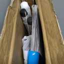 Amazon Basics Dustpan Broom Set with Adjustable Long Handle, Easy to Assemble, Blue and White