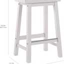 Amazon Basics Solid Wood Saddle-Seat Counter Height Bar Stools for Kitchen Island with Footrest, Sturdy Construction, 24-Inch Height, White, Set of 2
