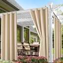 Waterproof Outdoor Curtain W52 x L84 - Grommet Top Sunlight Blocking Window Treatment Drapes Blackout Curtains for Home Bedroom Living Room Patio Porch Pergola Cabana Gazebo (Beige, 2 Panels) (52"W x 84"L (Pack of 2))