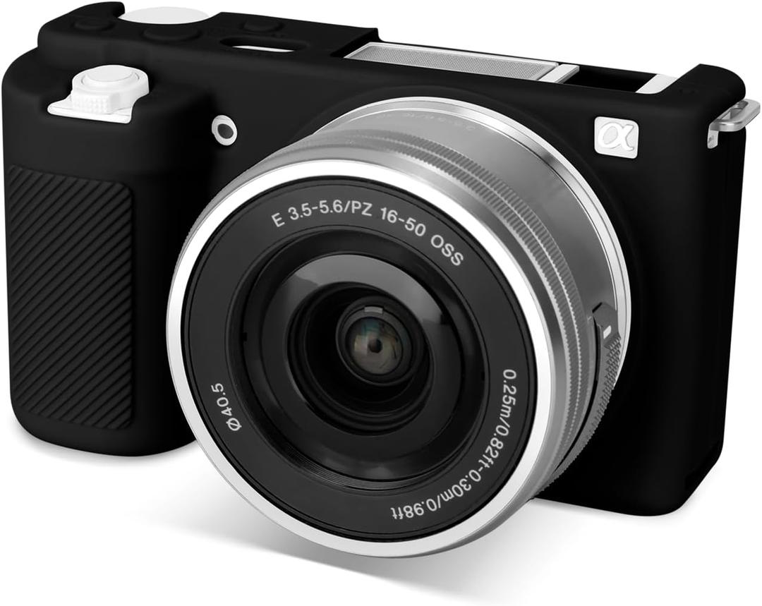 Rieibi ZVE10 Case, Soft Silicone Protective Case for Sony ZV-E10 ZVE10 Camera, Lightweight Rubber Cover for Sony Alpha ZVE10 - Black (Not for ZV-E10 Mark II)