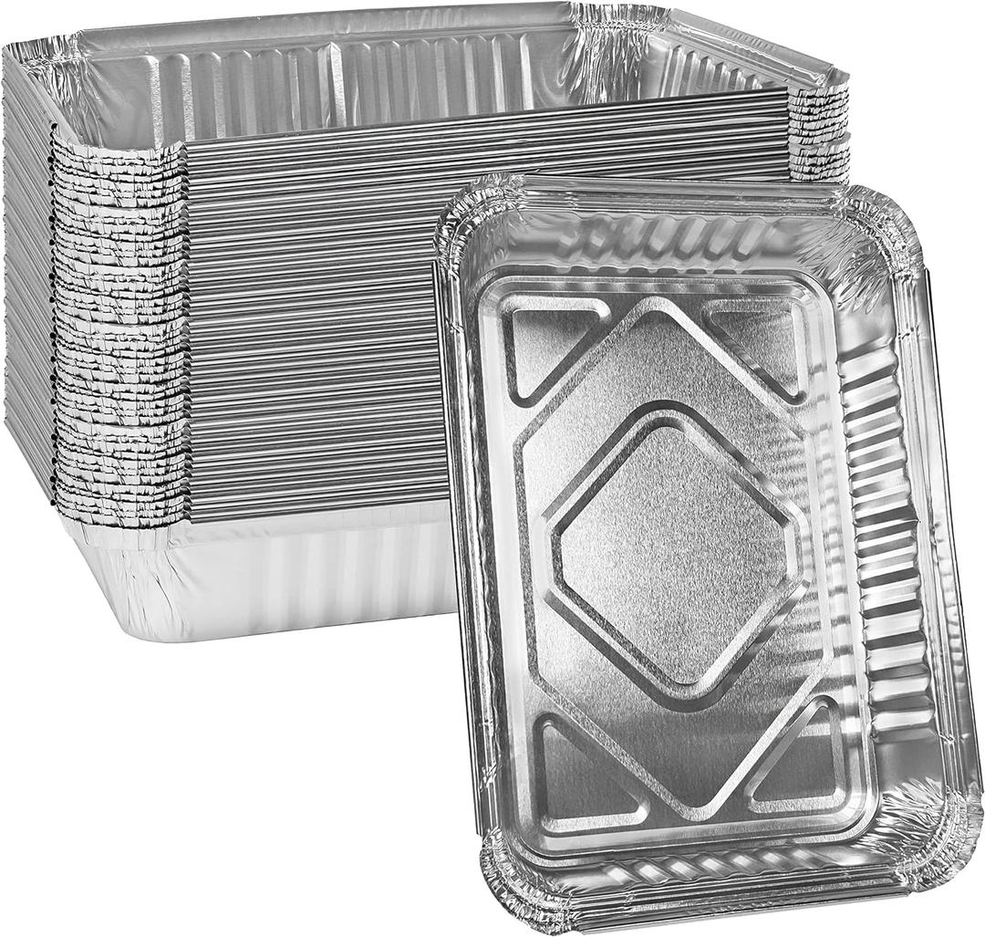 7"x5" Premium Aluminum Pans 50-Pack for Disposable Aluminum Foil Pans - Great for Baking, Cooking, Storage, and Freezing