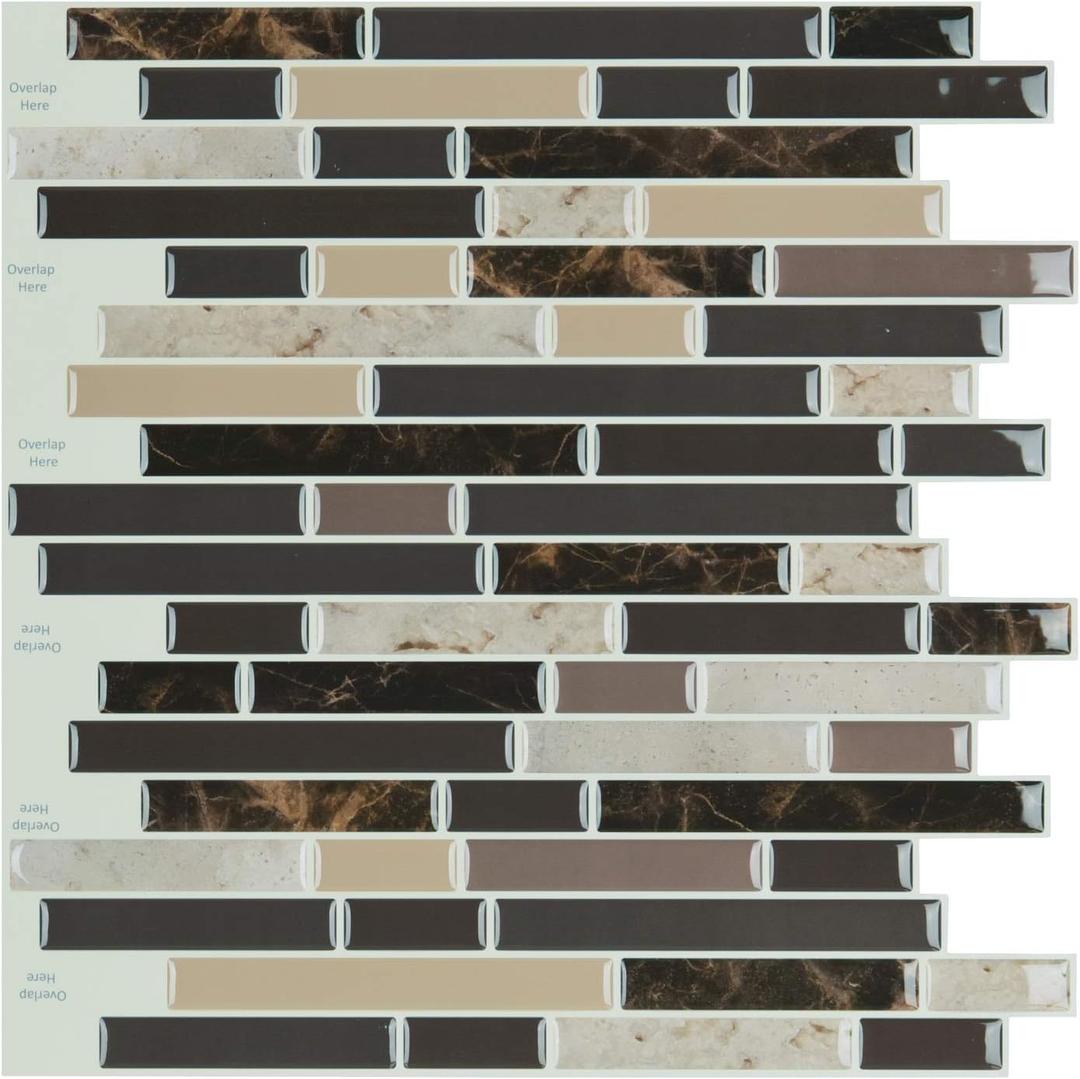 Art3d Self Adhesive Wall Tile (11.8 x 11.8inches,10 Tiles) Peel and Stick Backsplash for Kitchen, Bathroom
