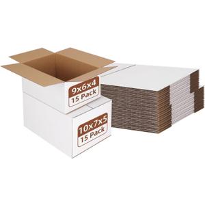 Hoikwo 30 Packs White Assorted Sizes Shipping Boxes of 10x7x5, 9x6x4