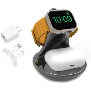 For Apple Watch Charger Stand,Magnetic Fast Charging Stand Dock Compatible with iWatch Series Ultra/SE/10/9/8/7/6/5,for Apple Watch Airpod Charger Holder,Charging Cable(Gray)