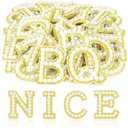 ASTARON 63 Pcs Self Adhesive Letter Patches Pearl Rhinestone Letter Stickers, Glitter Rhinestone Letters  Embroidered Applique Patches Alphabet Cloth Patch for Clothes, Bags, Hat, Phone Case, DIY