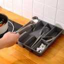 Kitchen drawer organizer,Silverware Organizer & Cutlery Tray, 5Compartment for kitchen cutlery and utensil storage Dividers Plastic, gray