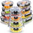 JoyJolt 24pc Borosilicate Glass Storage Containers with Lids | 12 Airtight/Freezer Safe Food Storage Containers for Pantry and Kitchen | Meal Prep Container for Lunch | Glass Tupperware Set