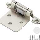 50 Pack (25 Pairs) 1/2 Inch Overlay Kitchen Cabinet Hinges, Satin Nickel Self Closing Hinges for Kitchen Cabinet Doors, Semi-Concealed Cupboard Hardware, Face Mount Hardware, Silver