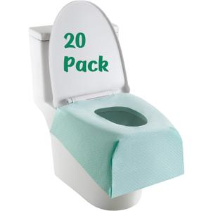 Toilet Seat Covers Disposable 20 Pack,Full Coverage Waterproof Toilet Seat Cover for Adults and Kids Potty Training,Travel Accessories for Public Restrooms (Light green)