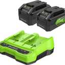 Greenworks 24V 4.0Ah USB Battery (2-Pack) Starter Kit + Dual Port Rapid Charger (Genuine Greenworks Parts)