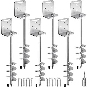 BeneLabel 2/4/6 Pack 18" 24" Ground Anchors Screw in Shed Anchor with L Bracket Trampoline Anchor Spiral Swingset Anchors for Swing Set, Mobile Home, Fence, Playset, Tent, Canopy, Carport