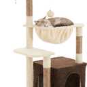 Cat Tree for Indoor Cats, 39.8-inch Cat Tower with 2 Plush Perches for Play & Rest, 1 Cozy Hideaway, Dangling Toy & Full Sisal Scratching Posts for Indoor Cats, Brown