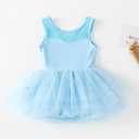 KARETT Ballet Leotards for Girls with Snap and Sparkly Princess Tutu Skirt Ballerina Dress (Blue), 100