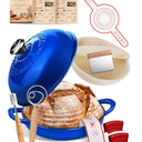 Dutch Oven Bread Baking Pot with Lid 6QT Cast Iron Design & Complete Sourdough Kit (Banneton Basket, Dough Tools, Silicone Sling) for Artisan Bread Making (Black)