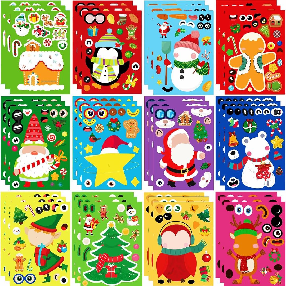 36 Sheets Christmas Stickers, DIY Christmas Crafts for Party Favors Supplies Activity Games Classroom Decorations Gifts Stocking Stuffers Goodie Bag