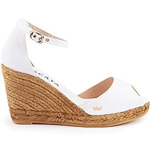 Viscata Aiguafreda Espadrille Canvas Wedges Spain Handmade 3 ½” Heel Women's Open Toe Sandals with Breathable Organic Cotton Canvas and 100% Natural Jute Midsole for all Occasions: Casual, Work, Party Size EUR 39