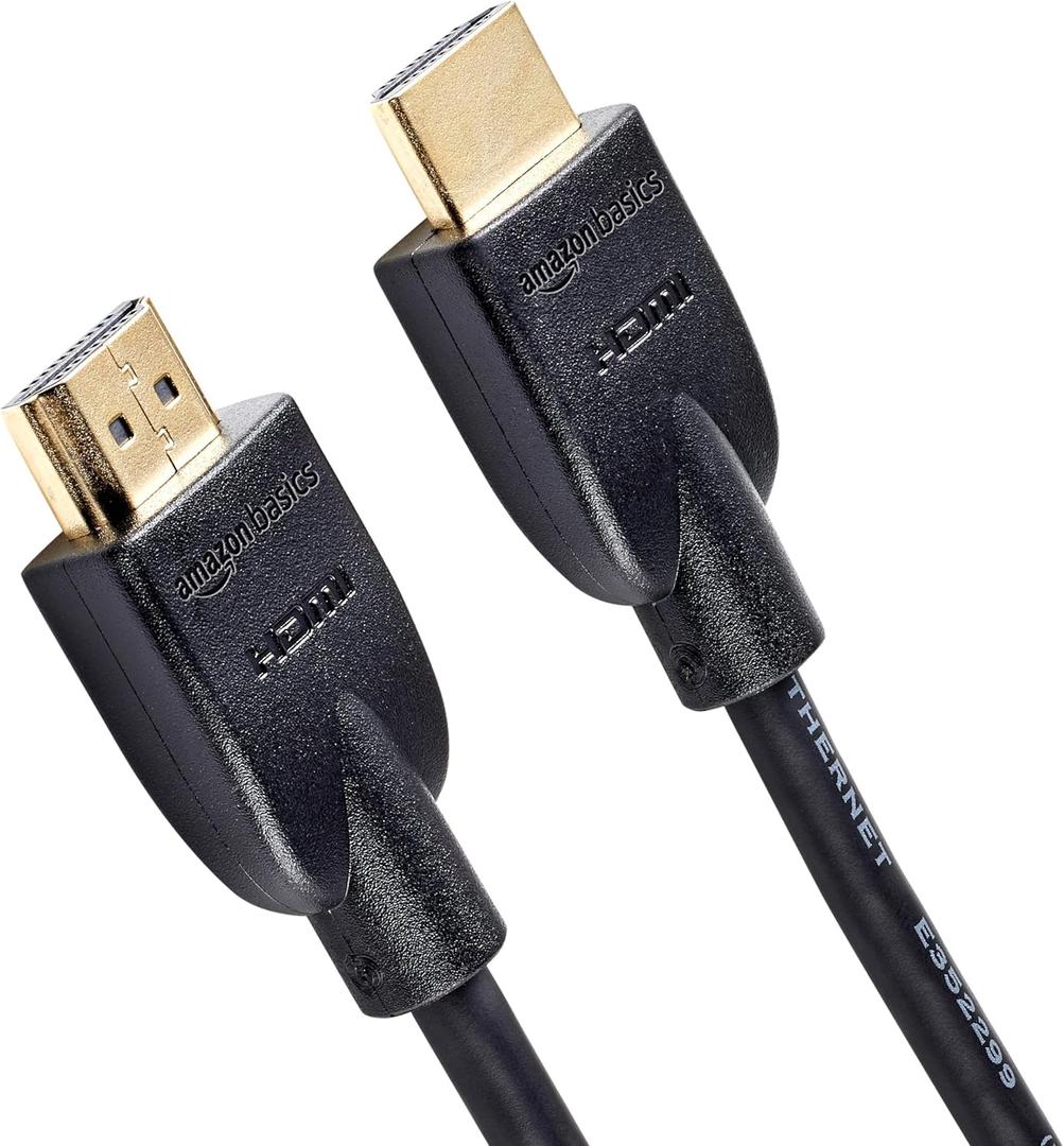 Amazon Basics HDMI Cable, 25ft, 4K@60Hz, High-Speed 4K HDMI 2.0 Cord (18Gbps), 2160p, 48 bit, Compatible with TV/ PS5/ Xbox/ Roku, Black