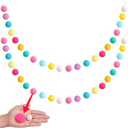 XmasExp Pastel Colorful Pom Pom Garland Decorations - Large Spring Felt Ball Garland for Classroom,Christmas, Mantle Decor, Easter Tree Ornaments, Baby Shower and Party Hanging Decor,13 Ft.