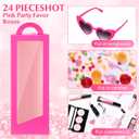 Resurhang 24 Pcs Pink Party Favor Boxes Doll Gift Boxes Include 12 Pink Goodie case 12 Heart Sunglasses for Birthday Party Supplies, 1 Count