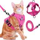 Cat Harness and Leash for Walking Soft Cat Harness Escape Proof, Adjustable Kitten Harness Cat Leash Reflective Strips Jacket, Breathable Cat Vest Harness Set for Kitten Easy to Wear Outdoor Walking (XL, Hot Pink)