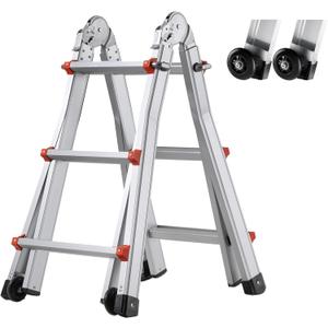 VEVOR 9.5 FT Telescoping Ladder - Compact & Portable Aluminum Extension Ladder, 330lb Load Capacity for Home, Roof, Stairs, Indoor & Outdoor Use