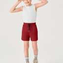 Haloumoning Boys Mesh Athletic Shorts Kids Quick Dry Side Slit Basketball Gym Shorts with Pockets 5-14 Years Wine Red