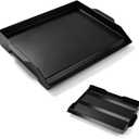 Upgraded 19"x13" Ceramic Coated Cast Iron Griddle, 2.56" High Sidewalls, Portable Natural Nonstick Flat Top with Dual Handles, Universal for Gas Grill & Camping Stove