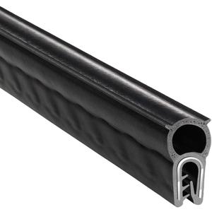 Trim-Lok DDA2513-25 EPDM Dual Durometer Rubber/Metal Carrier Coextruded Trim Seal with Top Bulb, Fits Edge 0.040" - 0.125", 25' Length