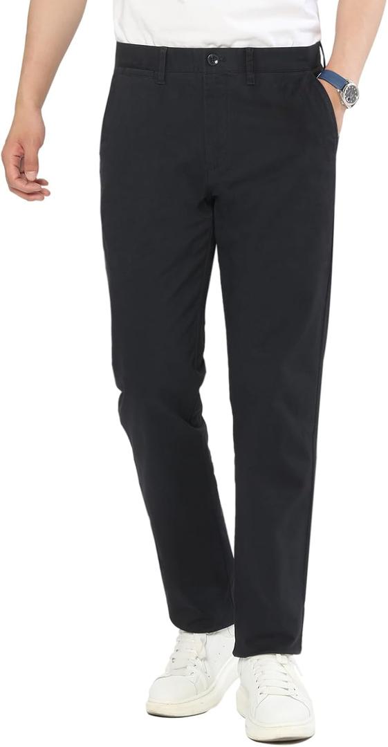 AMY ZHU Mens Classic-Fit Casual Stretch Straight Pant (33W x 34L, Navy)