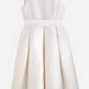 Satin Flower Girl Dress Sleeveless Girls Party Dresses for Wedding Pageant First Communion Gown with Bowknot (White)